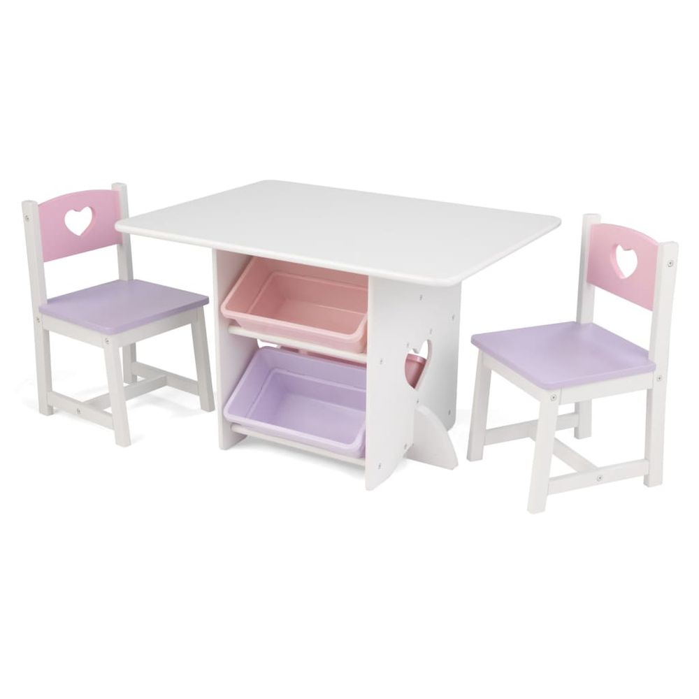 Table, chaises et rangements - pastel