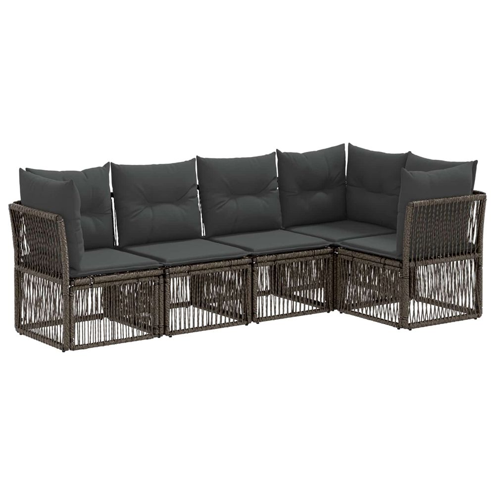 Ensemble de canapé de jardin 5 pc gris polyrotin