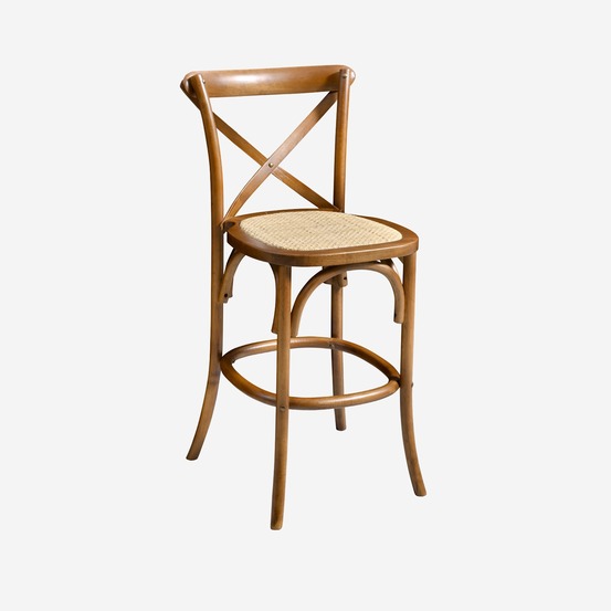 Tabouret de bar bistrot vintage en bois avec repose-pieds