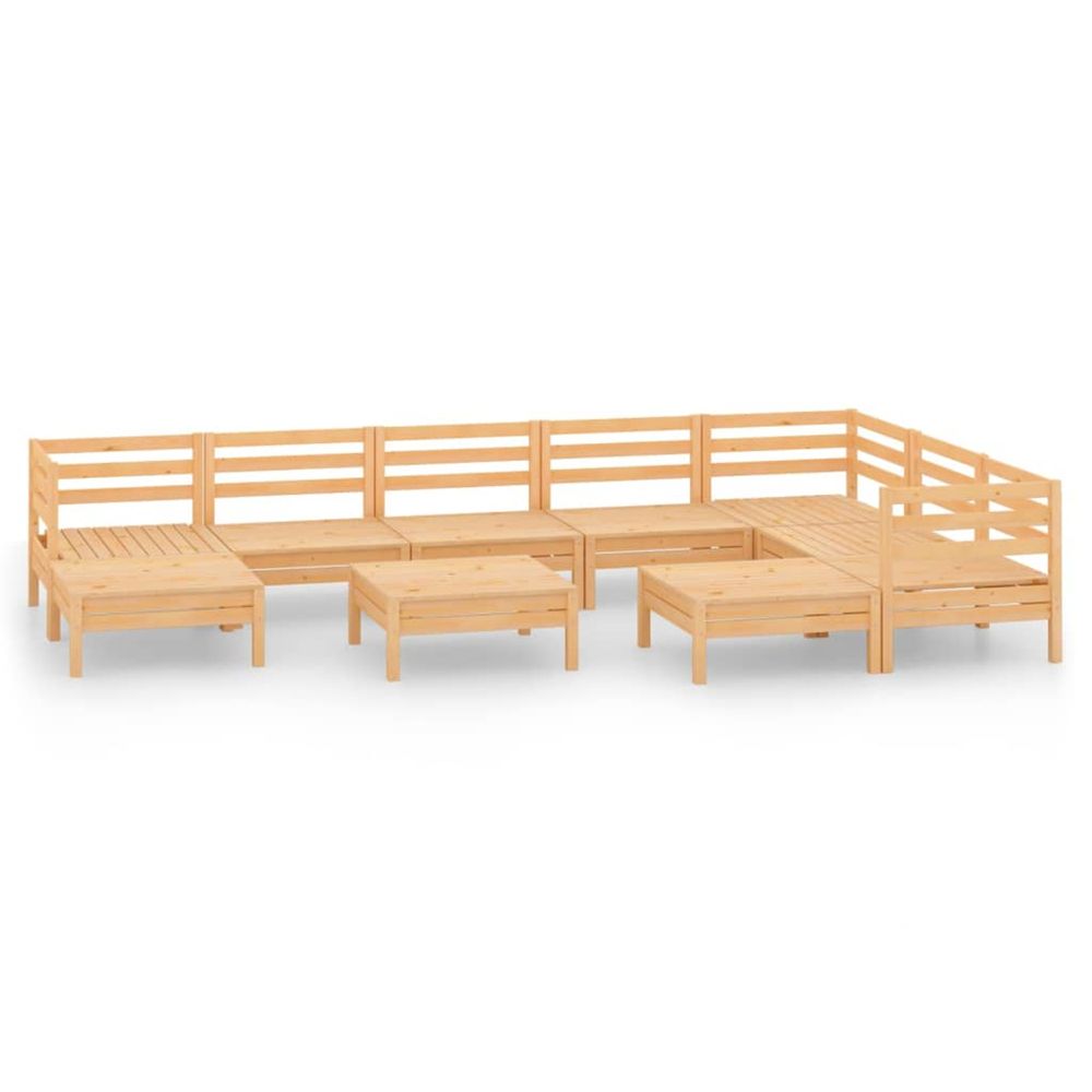 Salon de jardin 10 pcs bois de pin massif