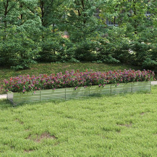 Carré potager xxl 6m acier galvanisé pour grand jardin potager argenté 600x80x45cm