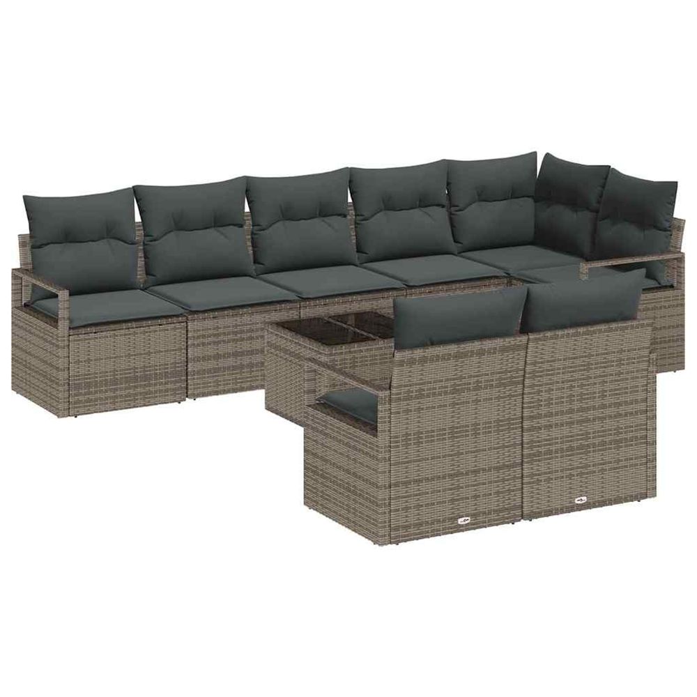 Ensemble de canapé de jardin 9 pc gris clair polyrotin