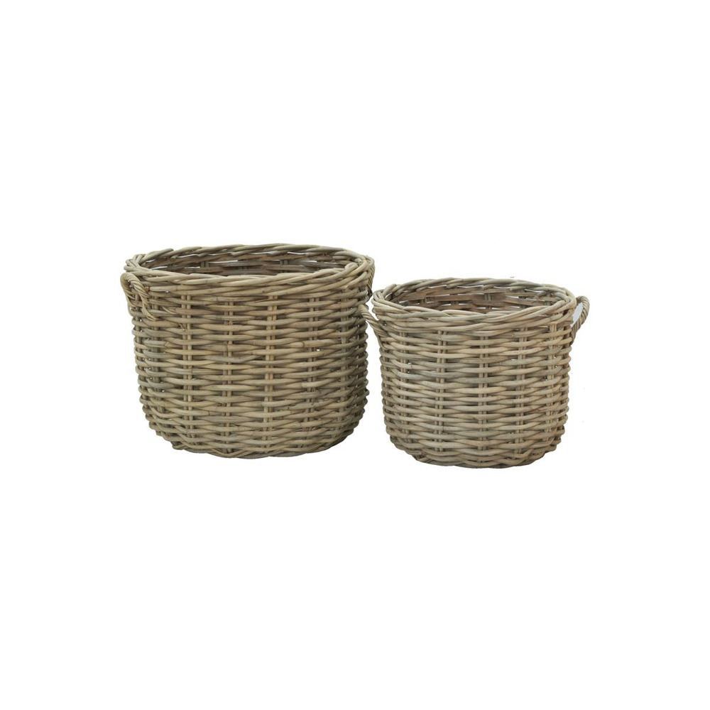 Cache-pots en poelet fendu sable (lot de 2)