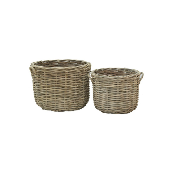 Cache-pots en poelet fendu sable (lot de 2)