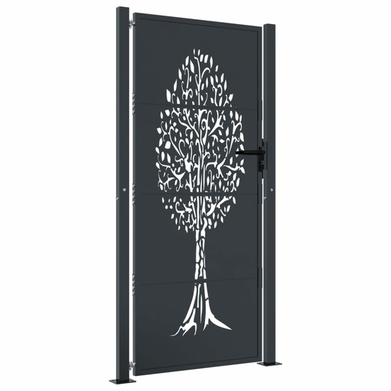 Portail de jardin anthracite 100x200 cm acier design arbre