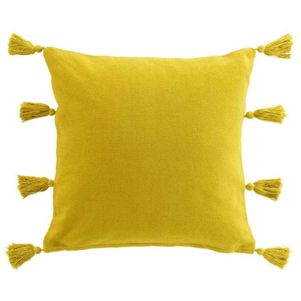 Coussin déco à pompons 