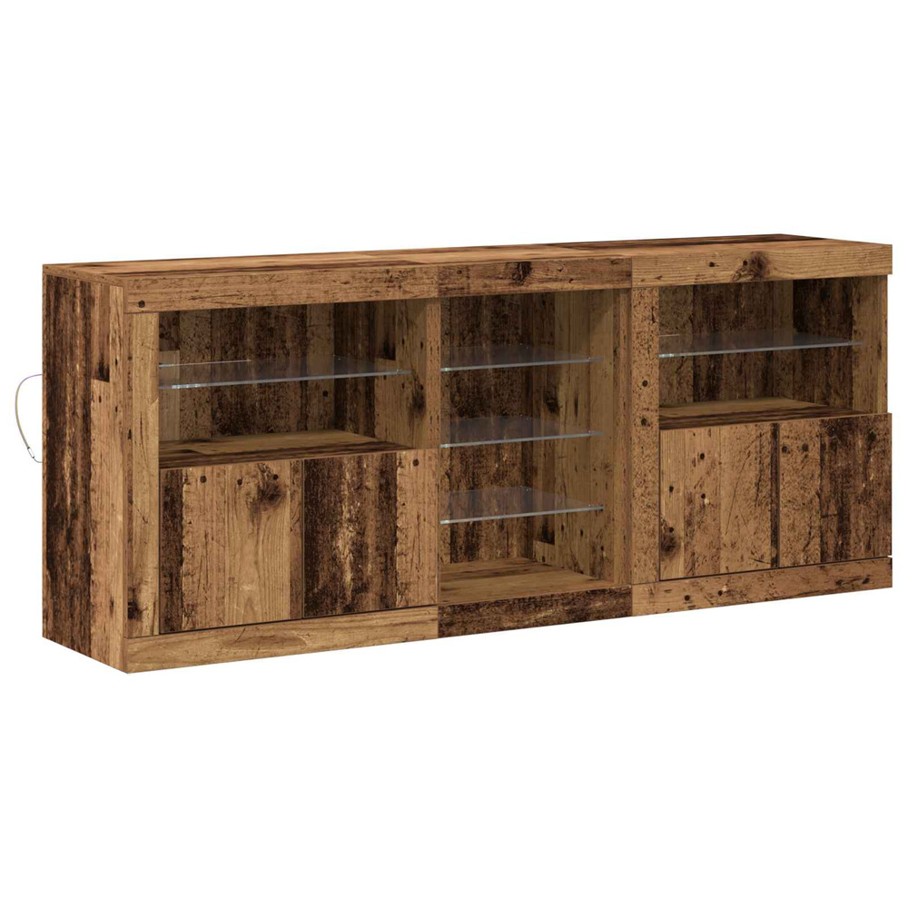 Buffet led bois ancien 162 x 37 x 67 cm bois d'ingénierie