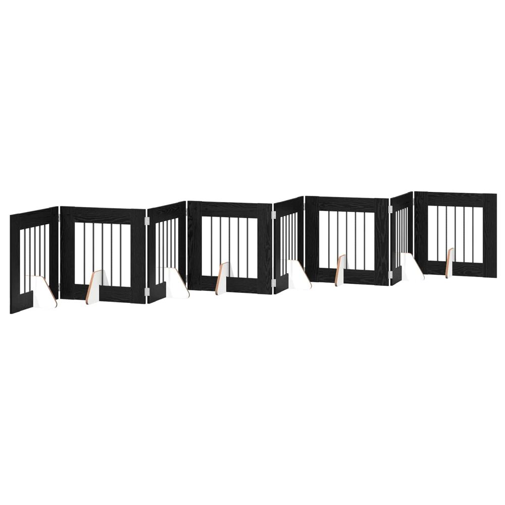 Porte de chien pliable avec supports 8 pc chêne noir 60 cm