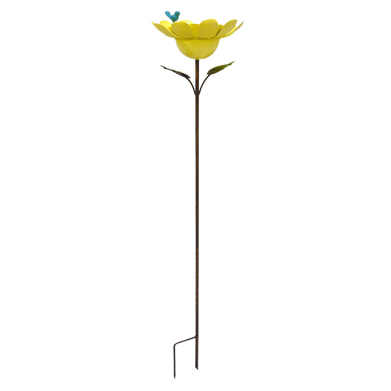 Tuteur oiseau sur fleur jaune 28x25x118cm