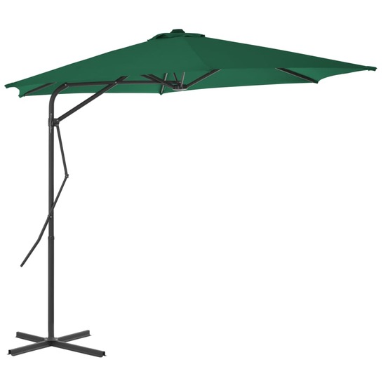 Parasol d'extérieur avec mât en acier 300 cm vert