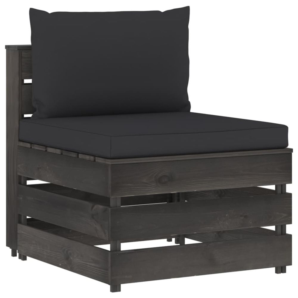 Canapé central sectionnel avec coussins bois imprégné de gris