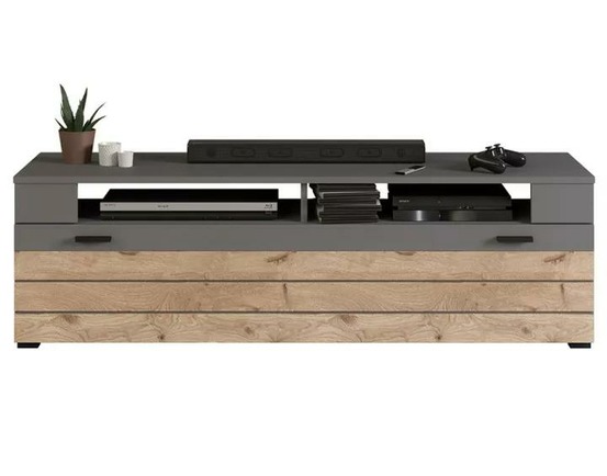 Wexford - meuble tv - gris et effet bois - 1 porte - 140 cm