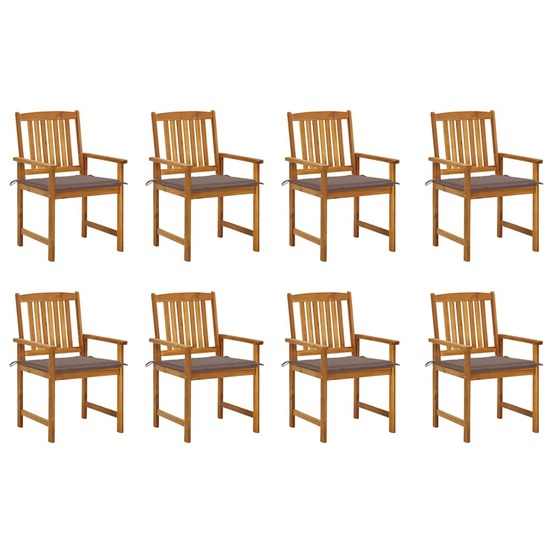 Chaises de jardin avec coussins lot de 8 bois d'acacia solide