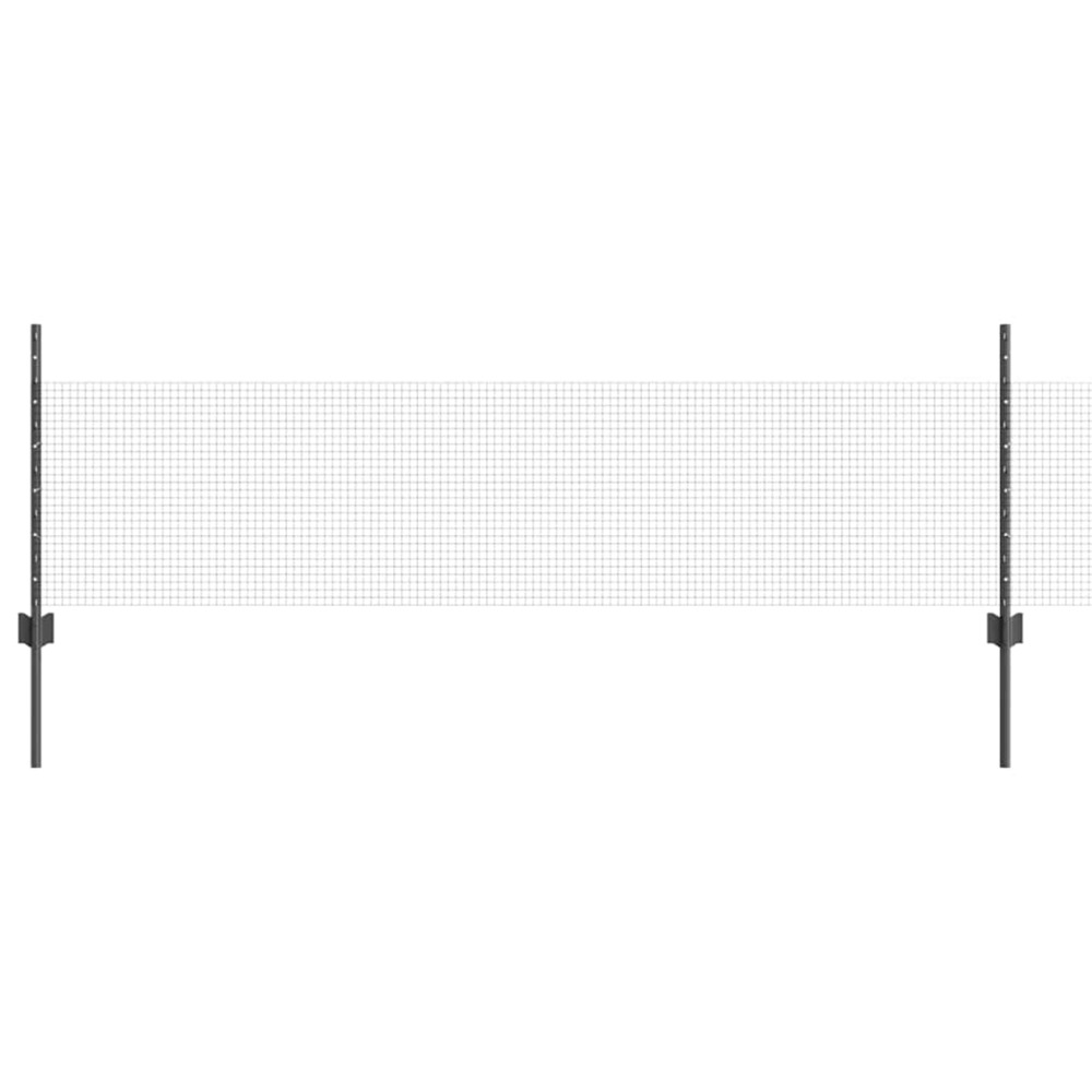 Clôture avec poteau gris 0,5 x 100 m acier et pvc