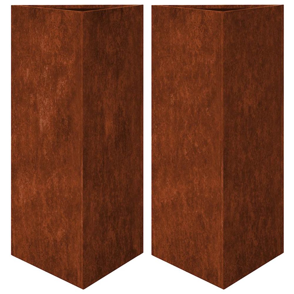 Jardinière d'extérieurs 2 pcs triangulaire acier résistant aux intempéries