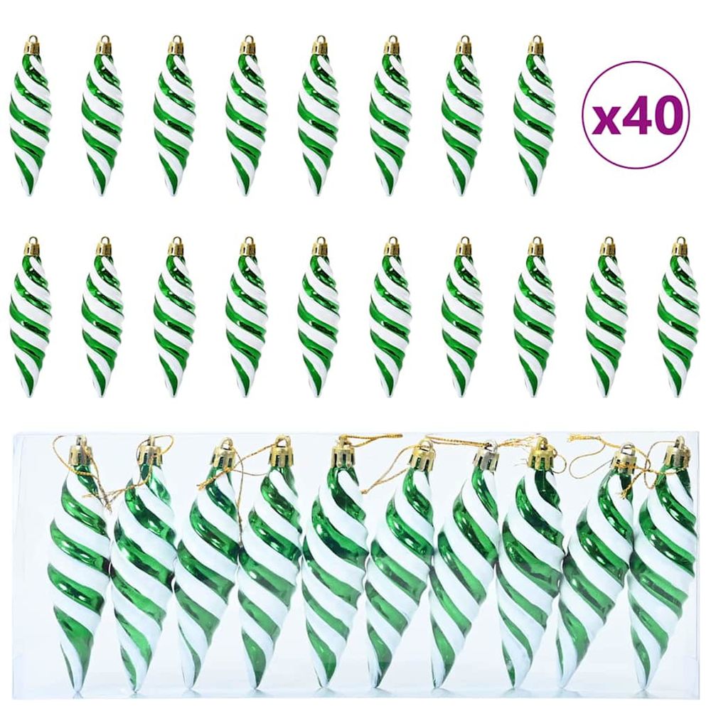 Boule en forme de spirale de noël 40 pc vert 3 x 11 cm
