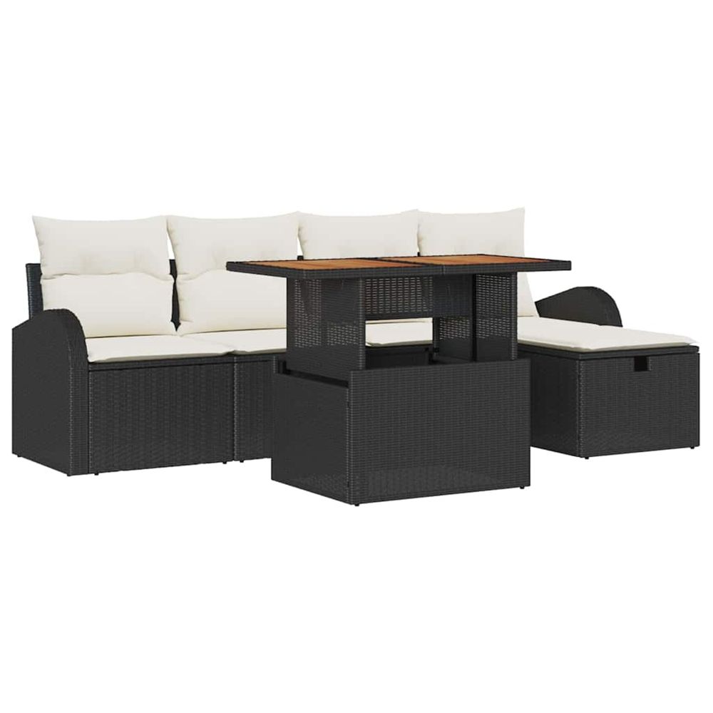 Ensemble de canapé de jardin 6 pc noir polyrotin