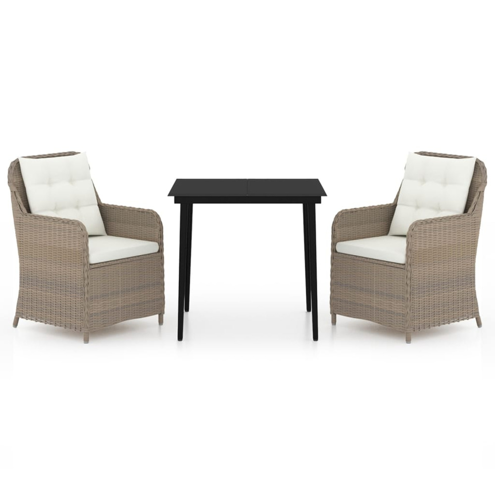 Ensemble à manger de jardin 3 pcs marron