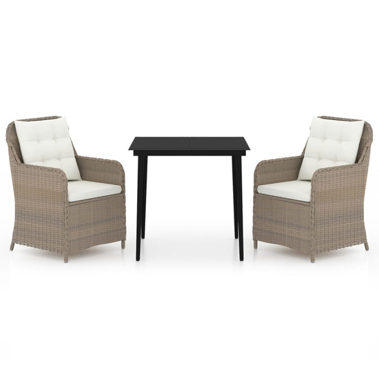 Ensemble à manger de jardin 3 pcs marron