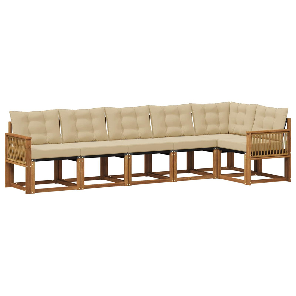 Ensemble de canapés d'extérieur 6 pcs naturel et beige