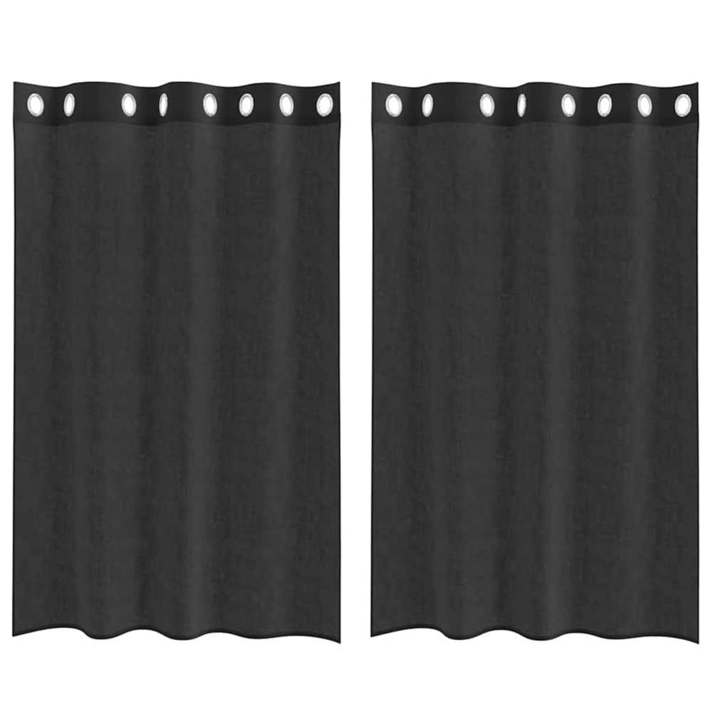 Rideaux en voile avec œillets 2 pcs noir 140x175 cm