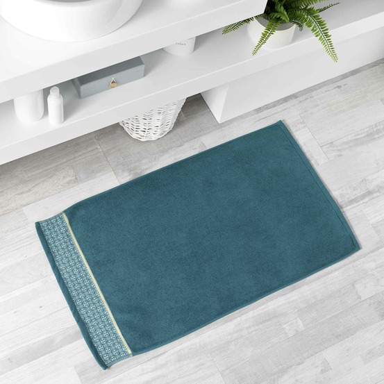 Tapis rectangle belin bleu 50 x 85 cm
