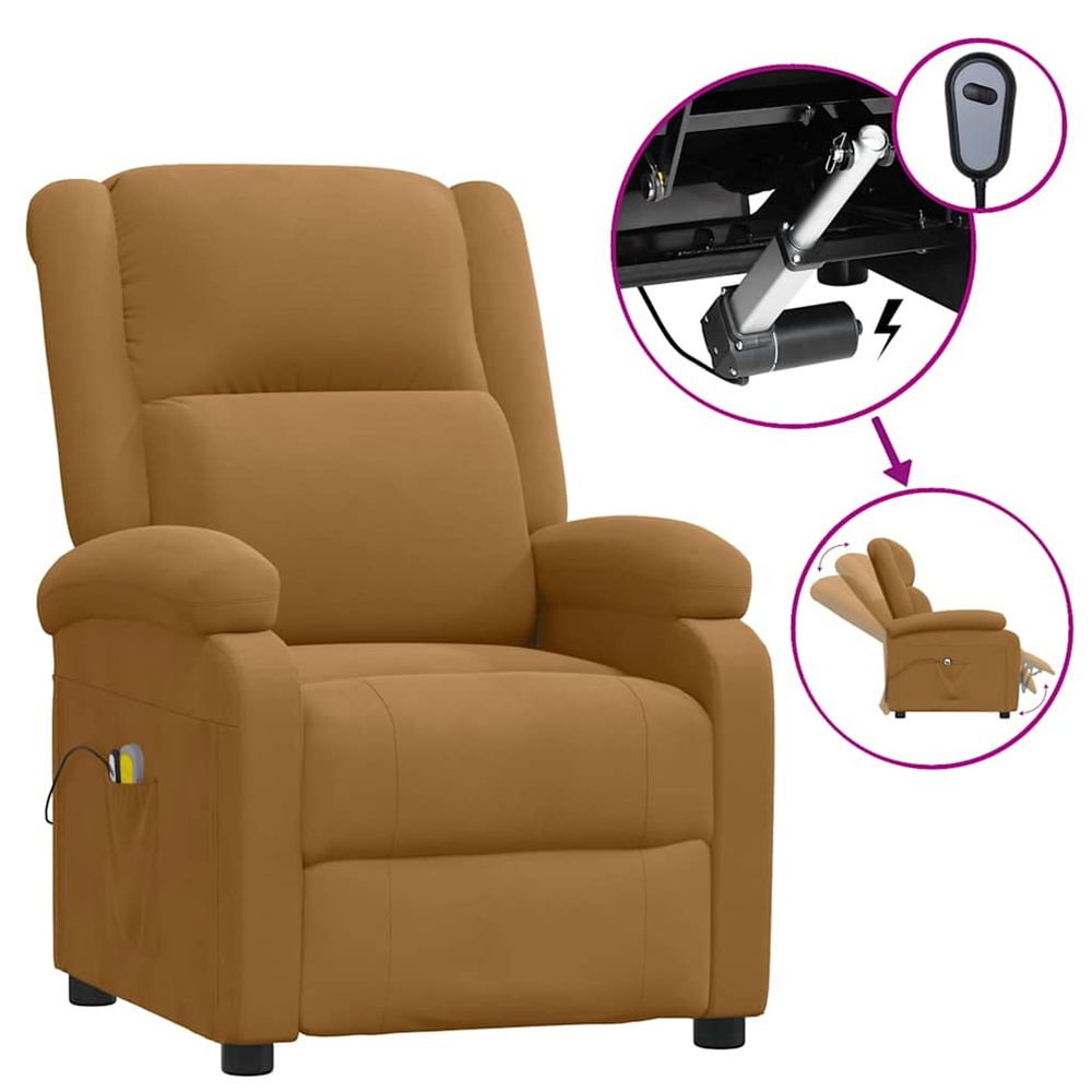 Fauteuil électrique de massage marron velours