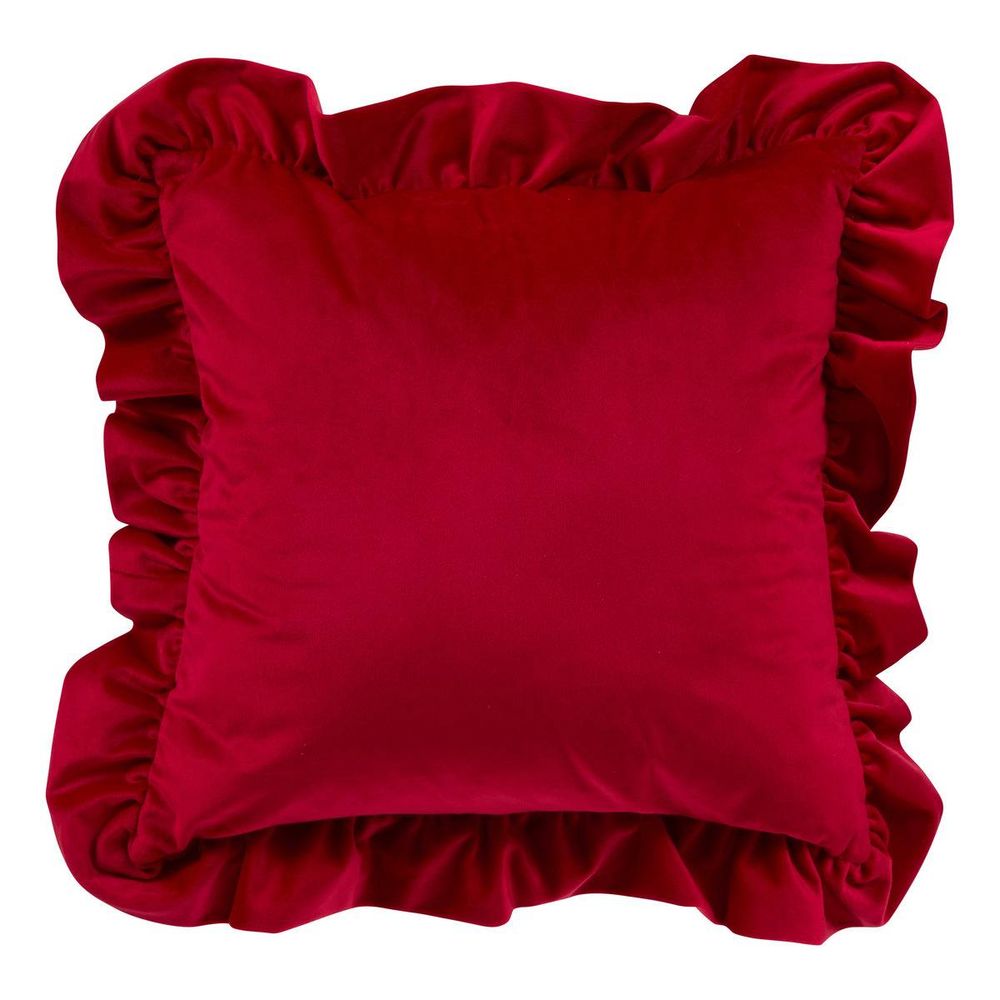 Coussin de noël à volants rouge 51 x 51 cm