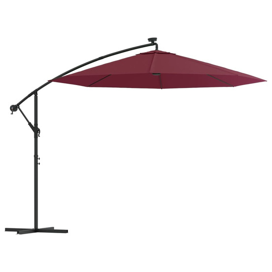 Parasol de jardin en porte-à-faux et lumières led mât en acier