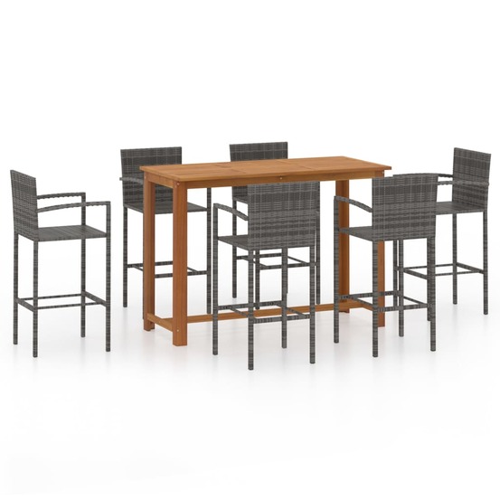 Ensemble de bar de jardin 7 pcs gris