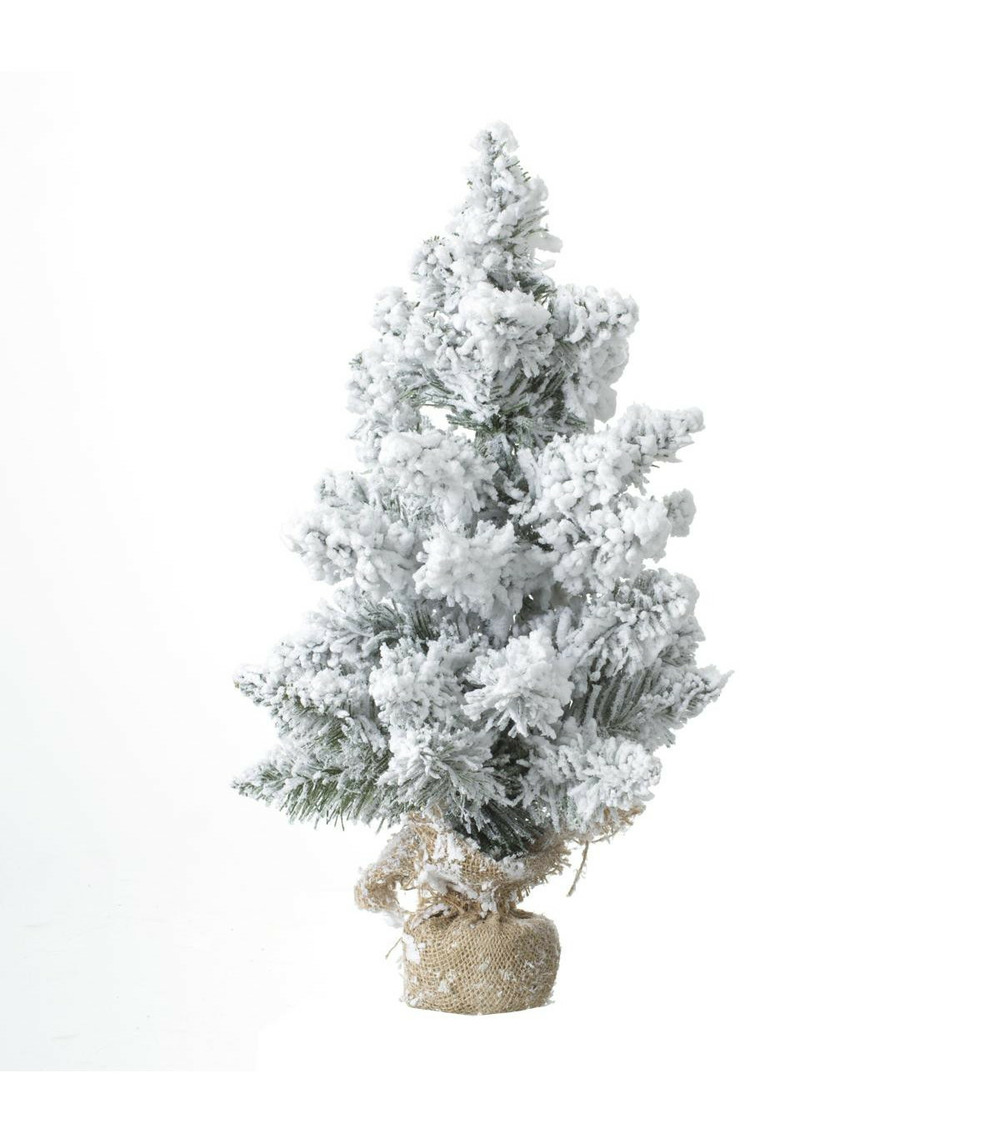 Sapin de noël artificiel vert floqué blanc h 50 cm