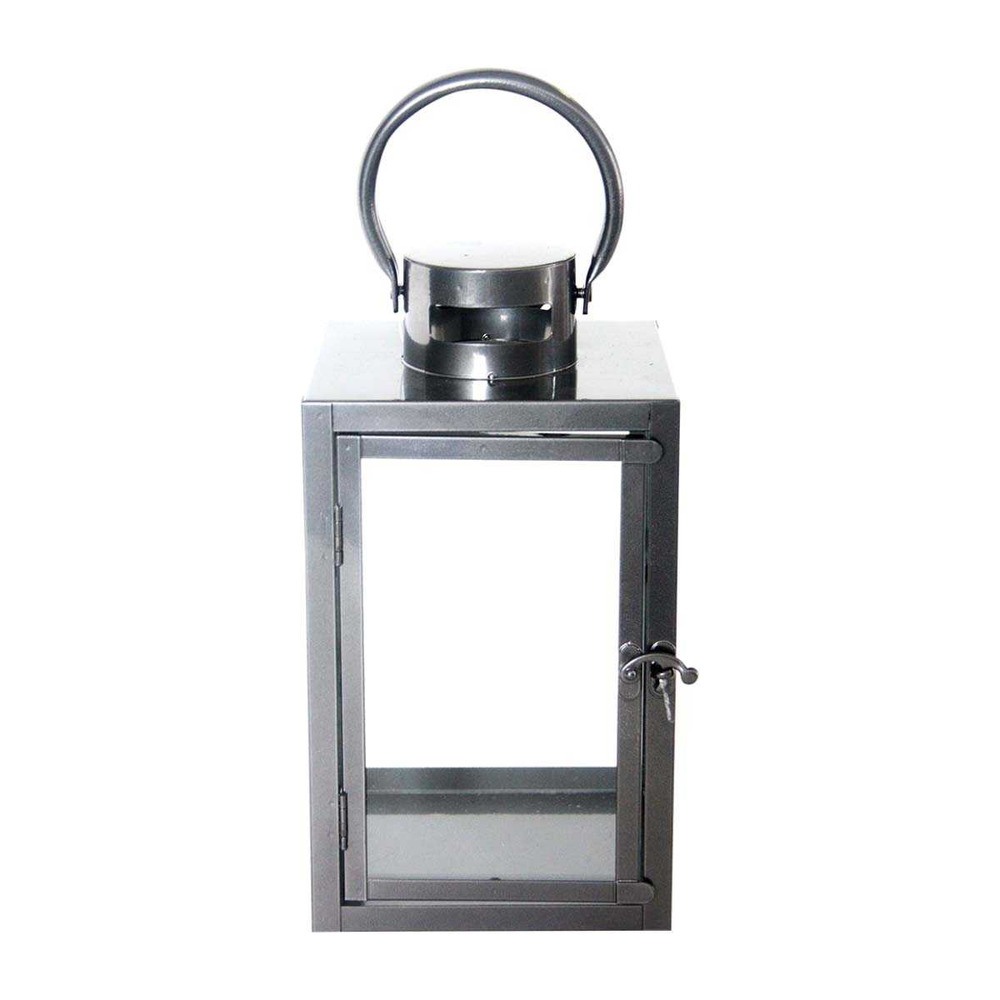 Lanterne en fer anthracite et verre 15 x 15 x 28 cm