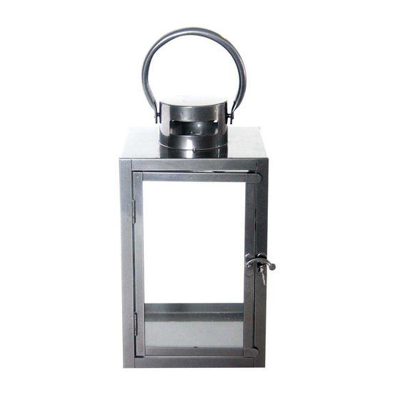 Lanterne en fer anthracite et verre 15 x 15 x 28 cm