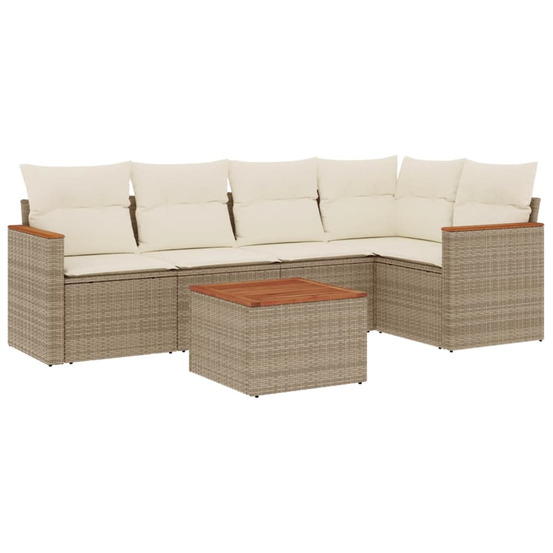 Salon de jardin avec coussins 6 pcs beige résine tressée