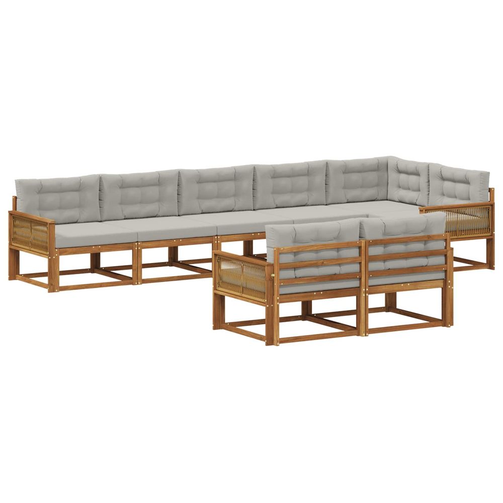 Ensemble de canapés d'extérieur 8 pc naturel et gris clair
