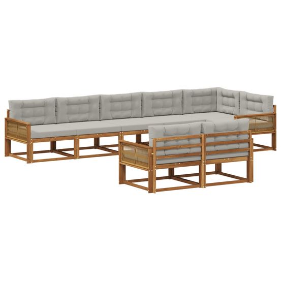 Ensemble de canapés d'extérieur 8 pc naturel et gris clair