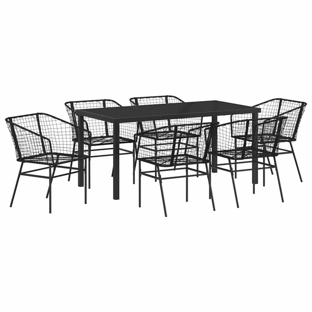 Ensemble de salle à manger pour jardin 7 pcs noir polyrotin