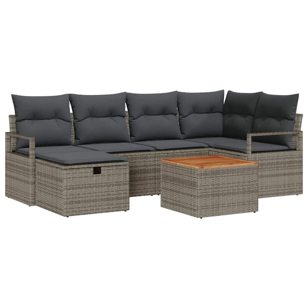 Ensemble de canapé de jardin 7 pc gris poly rotin
