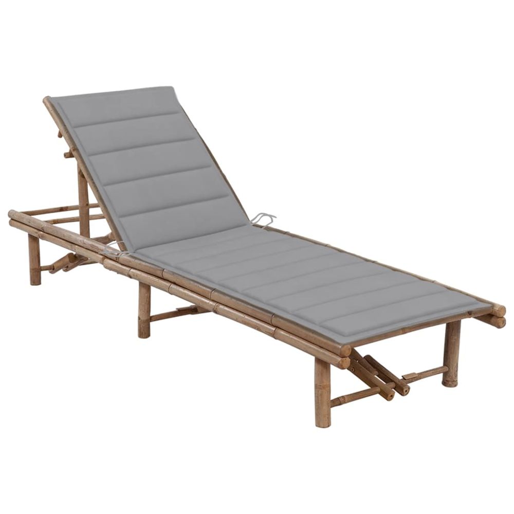 Chaise longue de jardin avec coussin bambou bain de soleil