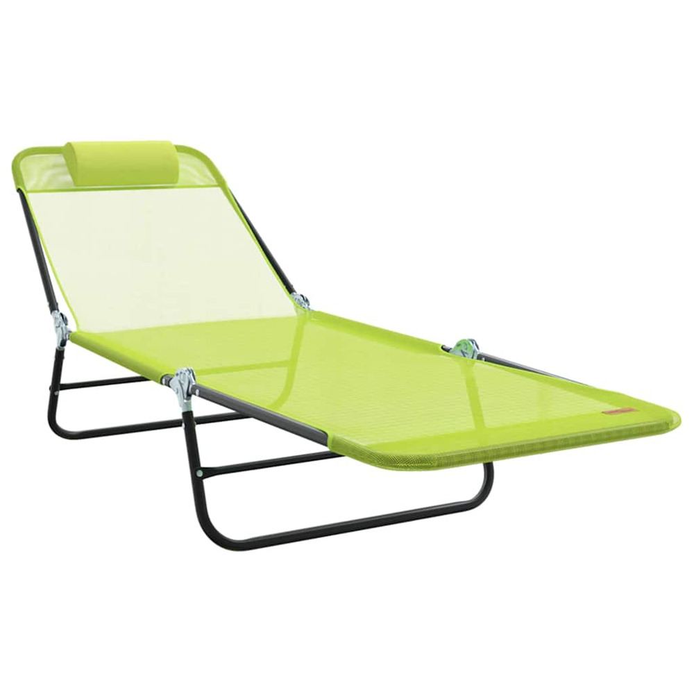 Chaise longue pliante vert 182 x 55 x 85,5 cm textilène bain de soleil