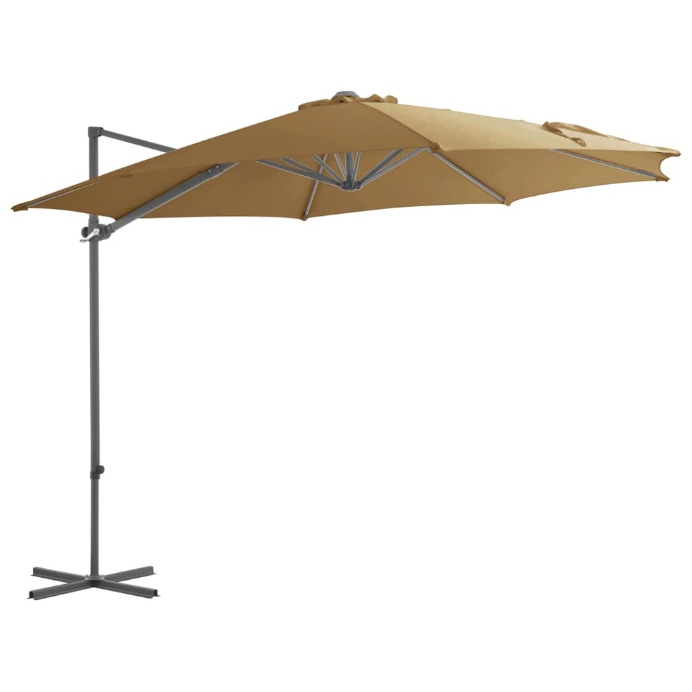 Parasol meuble de jardin en porte-à-faux avec mât en acier 300 cm taupe