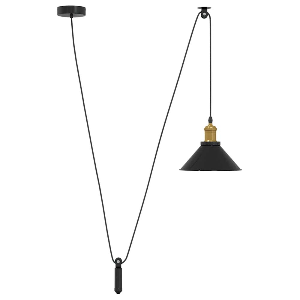 Lampe suspendue réglable hauteur e27 noir brillant ø22 cm métal