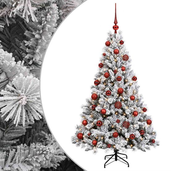 Arbre de noël artificiel avec boule 120 cm 150 led blanc chaud