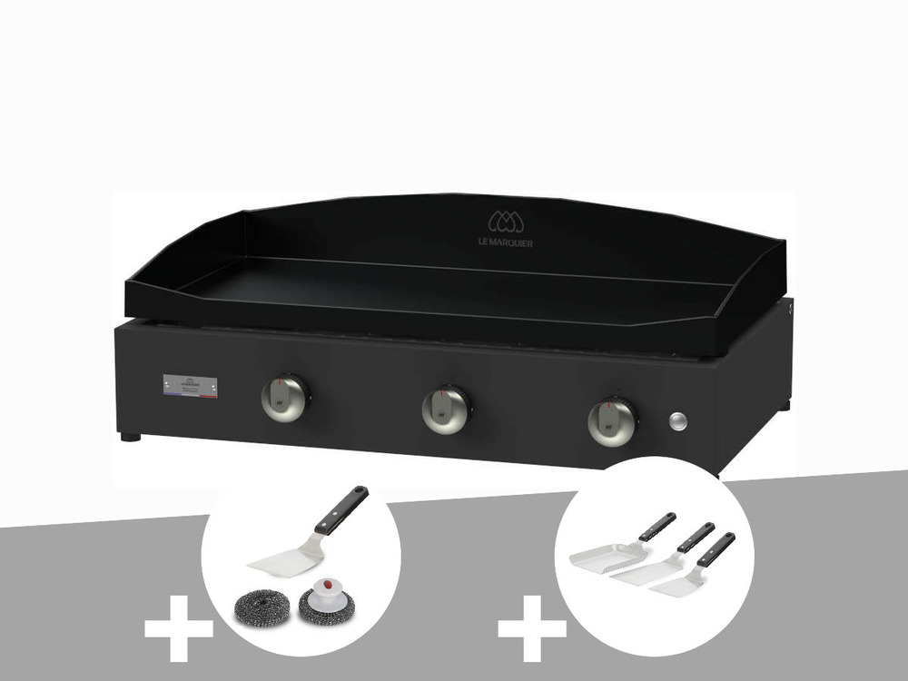 Plancha pure 375 noire gaz + kit de nettoyage + kit 3 spatules