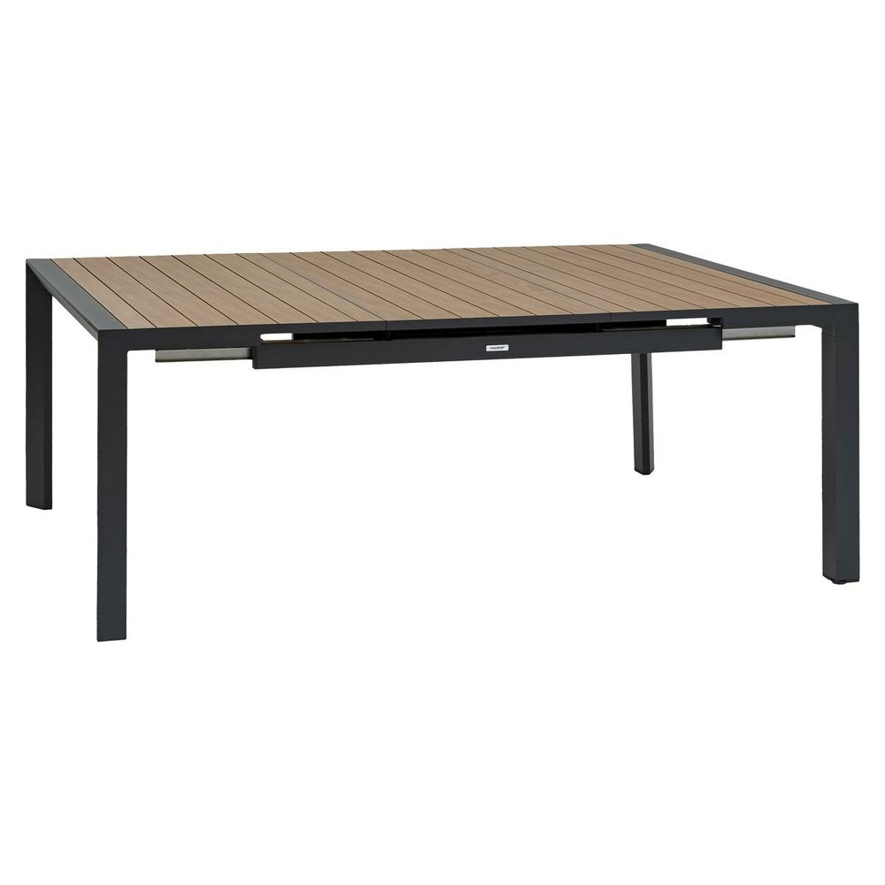 Table de jardin extensible carrée évasion effet bois honey & argile 10 places lates en aluminium