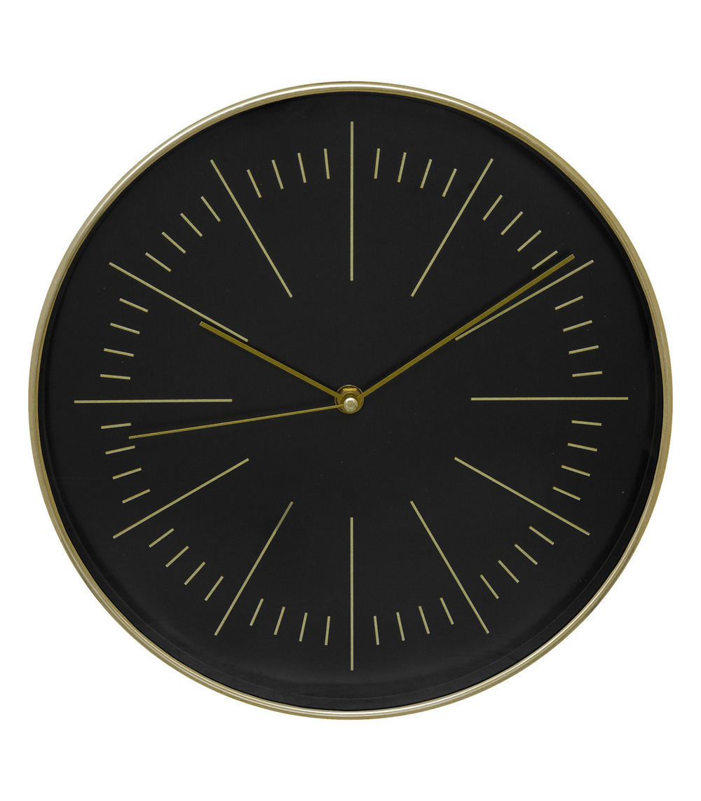 Pendule murale moderne bicolore noir et or d 30 cm