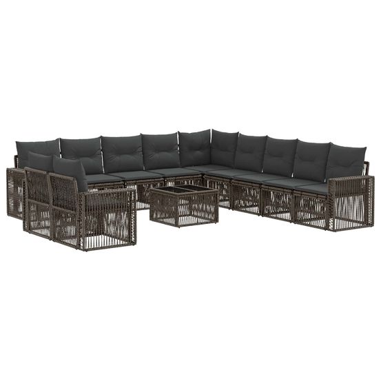 Ensemble de canapé de jardin 12 pc gris et gris foncé polyrotin