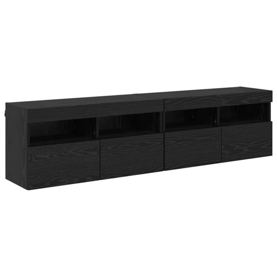 Meubles tv muraux avec led 2 pcs chêne noir 80 x 30 x 40 cm