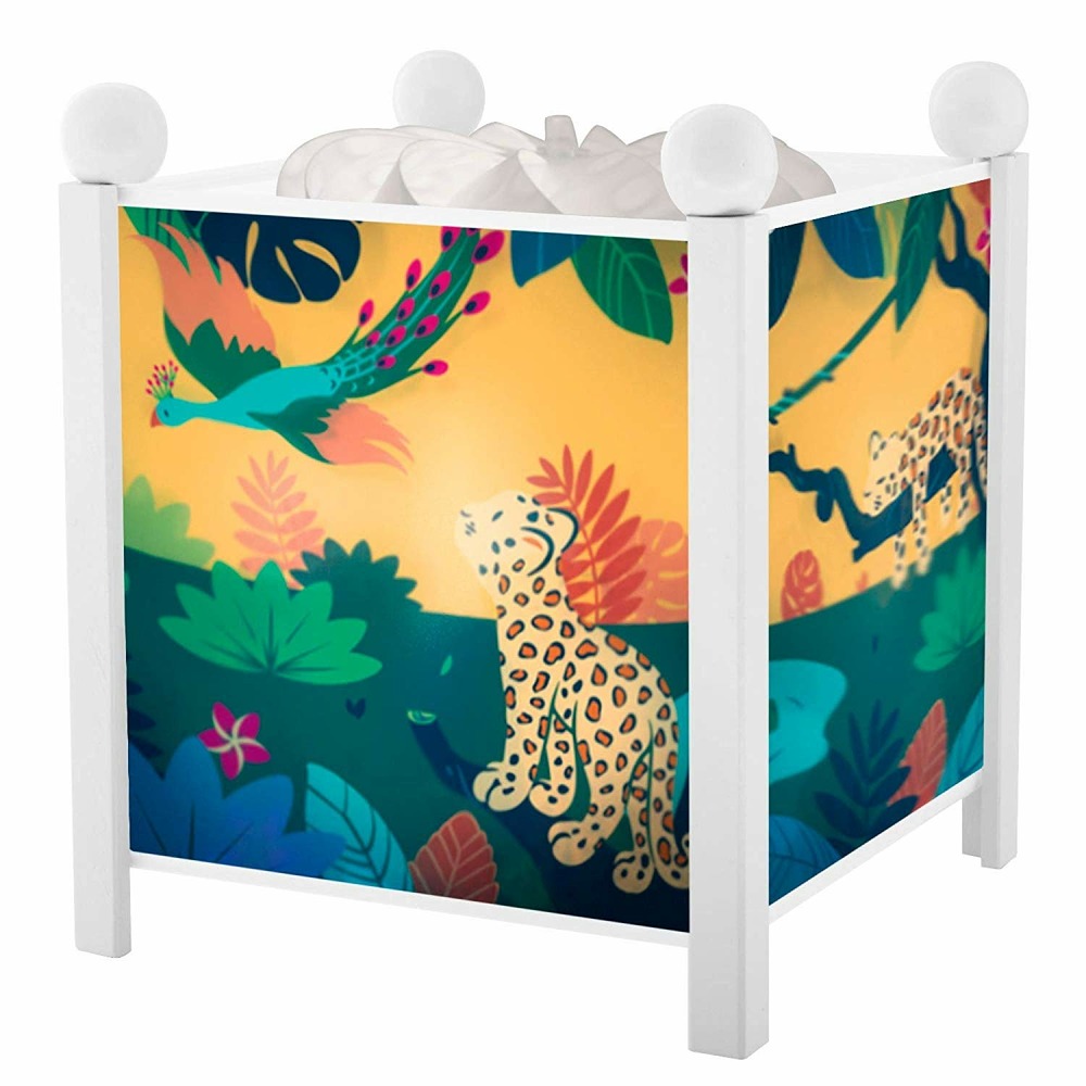 Veilleuse lanterne magique savane blanc