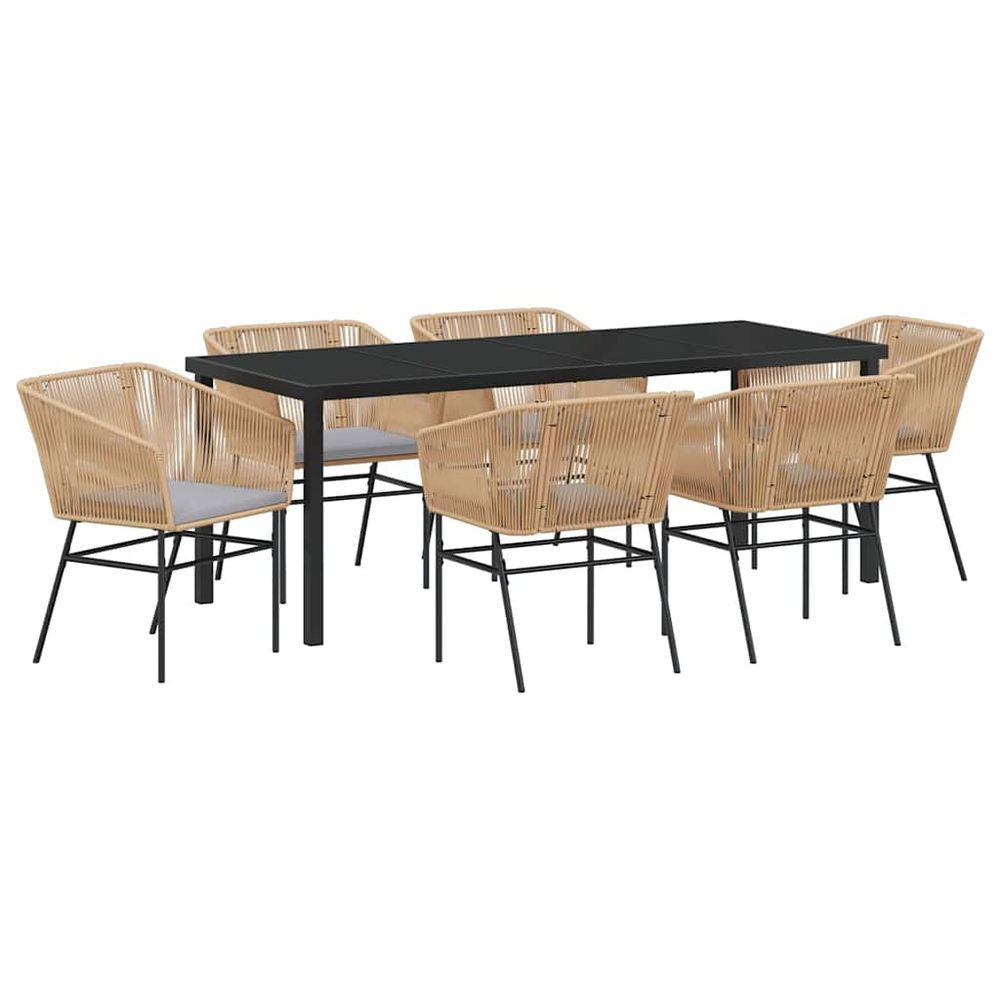 Ensemble de salle à manger pour jardin 7 pc marron